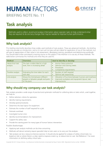Human factors briefing note no. 11 Task analysis