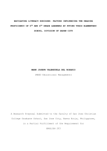 Reading Proficiency Factors: Puting Tubig Elementary Research Proposal