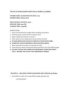 Allied Health Level II and III - End of Cluster Examination (Student .docx)1