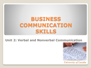 BBA141 Unit 2 - Verbal  Nonverbal Communication