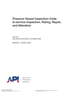 API510 Pressure Vessel Inspection Code 2023