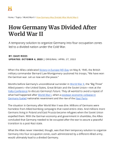 How Germany Was Divided After World War II   HISTORY