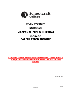 NURS128 Maternal Child Dosage Calculation Module 2023 2024