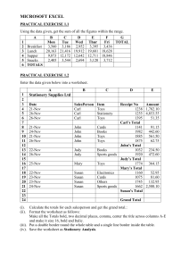 Excel Practical Exercises: Formulas, Formatting, Charts