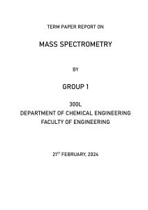 Mass Spectronomy Term Paper