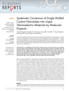 Nonoguchi 2013 Systematic Conversion of Single Walled Carbon Nanotubes into n-type Thermoelectric Materials by Molecular Dopants