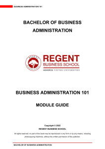 BBA - Business Administration 101