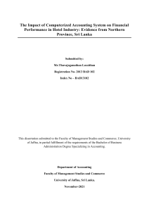 CAS Impact on Hotel Financial Performance in Sri Lanka