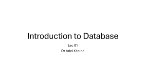 Lec 01 Introduction to Database