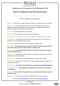 Definitions - Topic 19 Organisms and their environment - CAIE Biology IGCSE