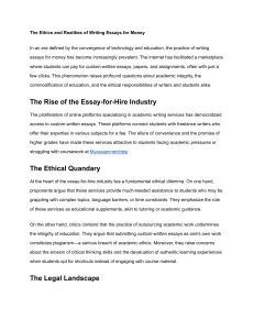 The Ethics and Realities of Writing Essays for Money
