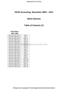 mark schemes igcse accounting november 2003 - 2011