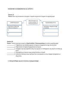 EDUKASYON  SA PAGPAPAKATAO 10  ACTIVITY 1