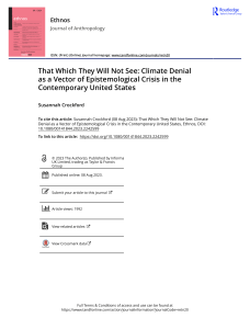 That Which They Will Not See  Climate Denial as a Vector of Epistemological Crisis in the Contemporary United States