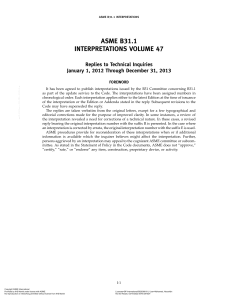 ASME B31.1 INTERPRETATIONS VOLUME 47