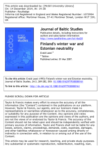 [Journal of Baltic Studies 1993-sep vol. 24 iss. 3] Laasi, Evald - Finland's winter war and Estonian neutrality (1993) [10.1080 01629779300000161] - libgen.li