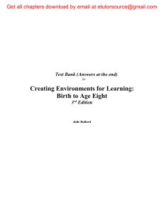 Test Bank For Creating Environments for Learning Birth to Age Eight, 3e Julie Bullard