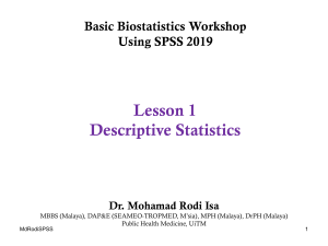 Basic Biostatistics Using SPSS 2019