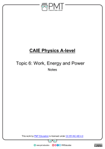 Notes - Topic 6 Work, Energy and Power - CAIE Physics A-level
