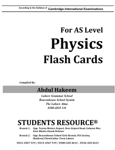 Physics AS Level Flash Cards New Updated