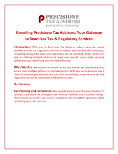 Unveiling Precisione Tax Advisors Your Gateway to Seamless Tax & Regulatory Services