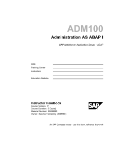 ADM100 - Administration AS ABAP I - Instructor Handbook(Col71)