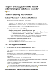 The price of living your own life - lack of understanding is a test of your character