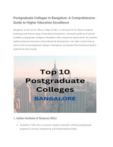 Postgraduate Colleges in Bangalore  A Comprehensive Guide to Higher Education Excellence
