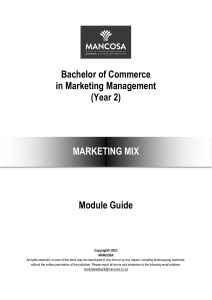 BCOM MM -  Marketing Mix (Course Guide)