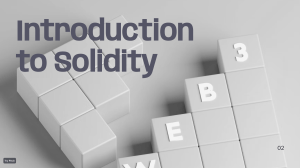 Introduction to Solidity  