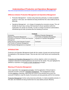 MBM 506 - Production Operations Management
