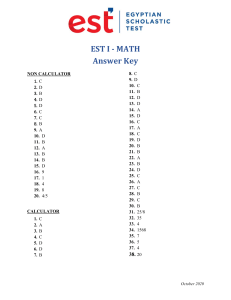 EST I - Math - Answer Key - October 2020