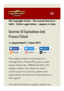 Doctrine Of Equivalence And Process Patent