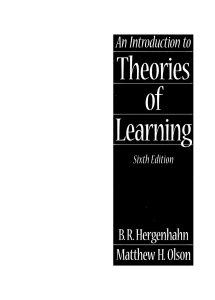 B. R. Hergenhahn, Matthew H. Olson - An Introduction to Theories of Learning-Prentice Hall (2001)