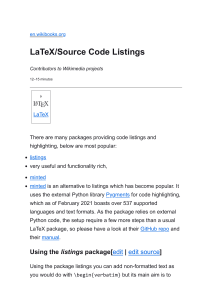 Use of LaTeX Source Code Listings