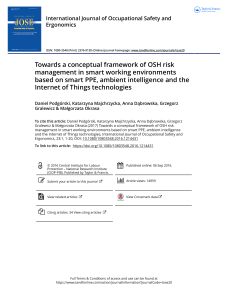Towards a conceptual framework of OSH risk management in smart working environments based on smart PPE  ambient intelligence and the Internet of Thing