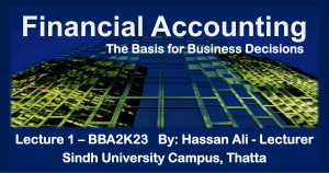 Lecture 1 Financcial Accounting I BBA2K23