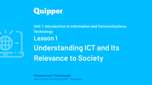 Lesson 1 -Understanding ICT and Its Relevance to Society