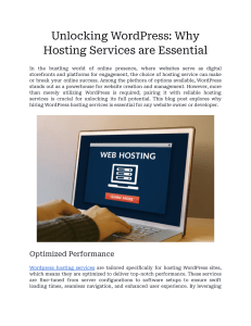 Unlocking WordPress  Why Hosting Services are Essential