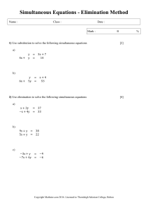 Simultaneous Equations - Elimination Method - 1
