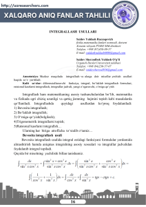 Integrallash usullari: Maqola