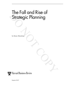 Fall and Rise of Strategic Planning