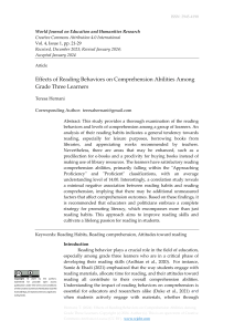 EFFECTS OF READING BEHAVIORS ON COMPREHENSION ABILITIES AMONG GRADE THREE LEARNERS
