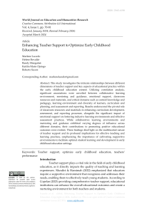 Enhancing Teacher Support to Optimize Early Childhood Education