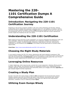 Mastering the 220-1101 Certification Dumps A Comprehensive Guide