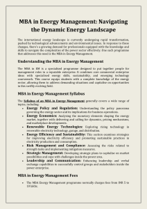 MBA in Energy Management Navigating the Dynamic Energy Landscape