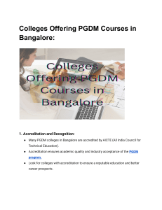 Colleges Offering PGDM Courses in Bangalore  