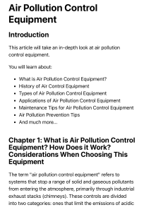 Air Pollution Control: what is it? How does it work, Types, Applications