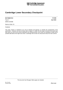 Math Checkpoint April 2020 Mark scheme