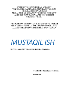 3-kurs sirtqi kompyuter injeneringi yo`nalishi 961-20 guruh tala